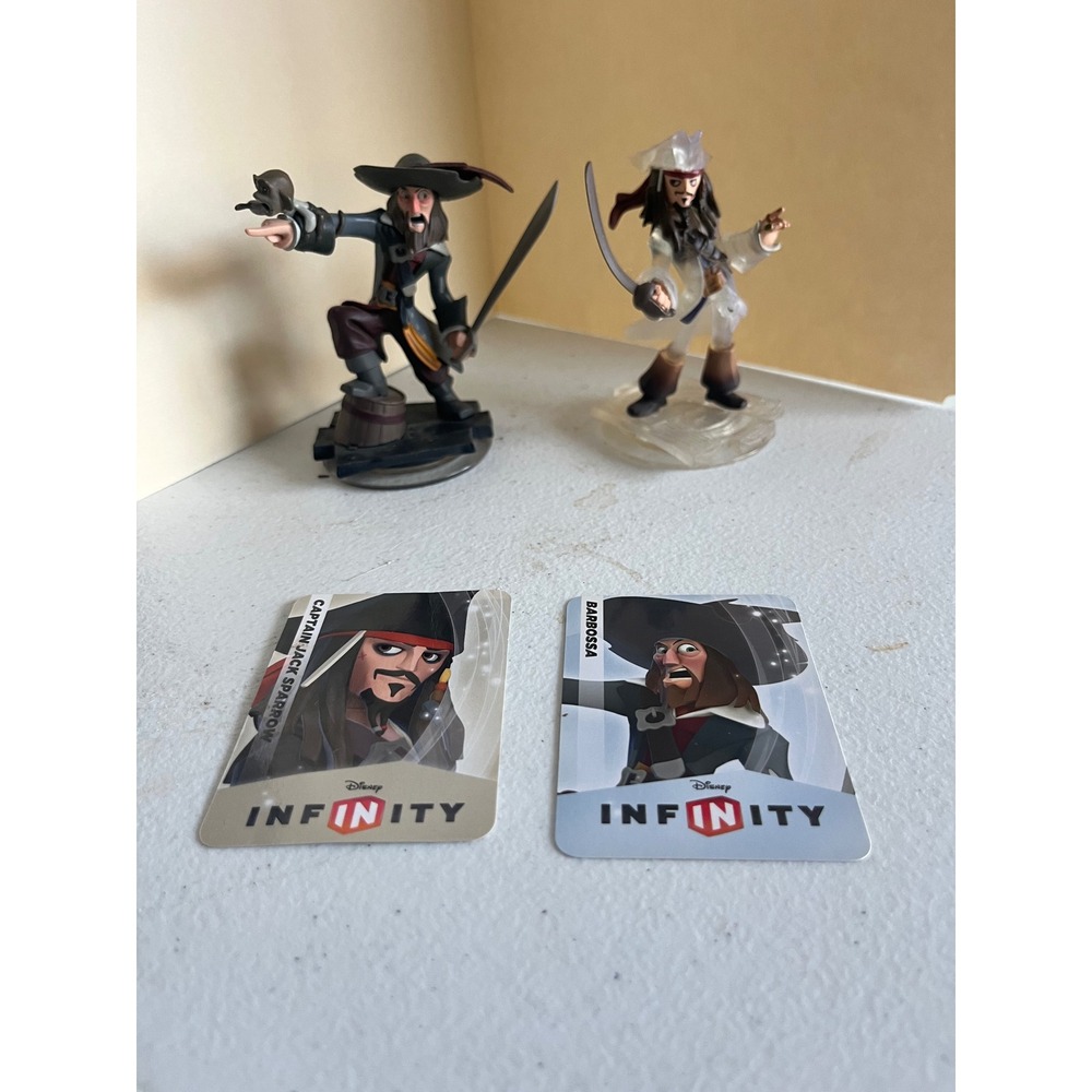 Disney Infinity Pirates of the Caribbean Jack Sparrow Crystal & Barbossa Figures